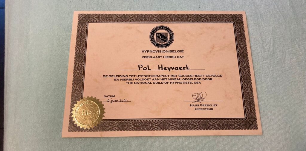 Certificate Hypnovision - 2021